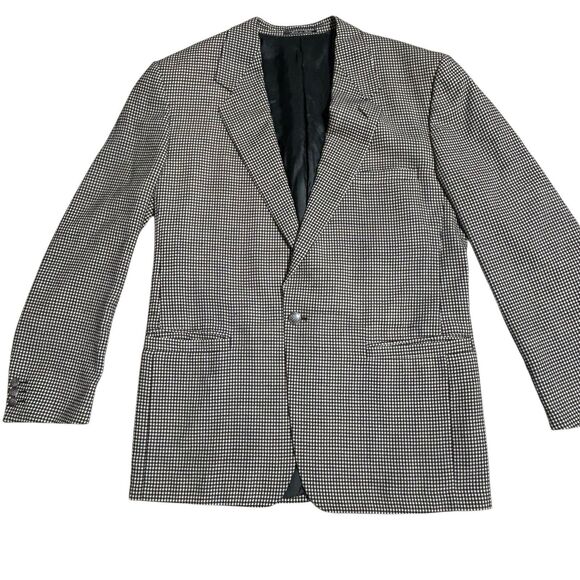 Gianni Versace Vintage Wool Mens Grey Black White Houndstooth Blazer Suit Sz 52R - Picture 3 of 9